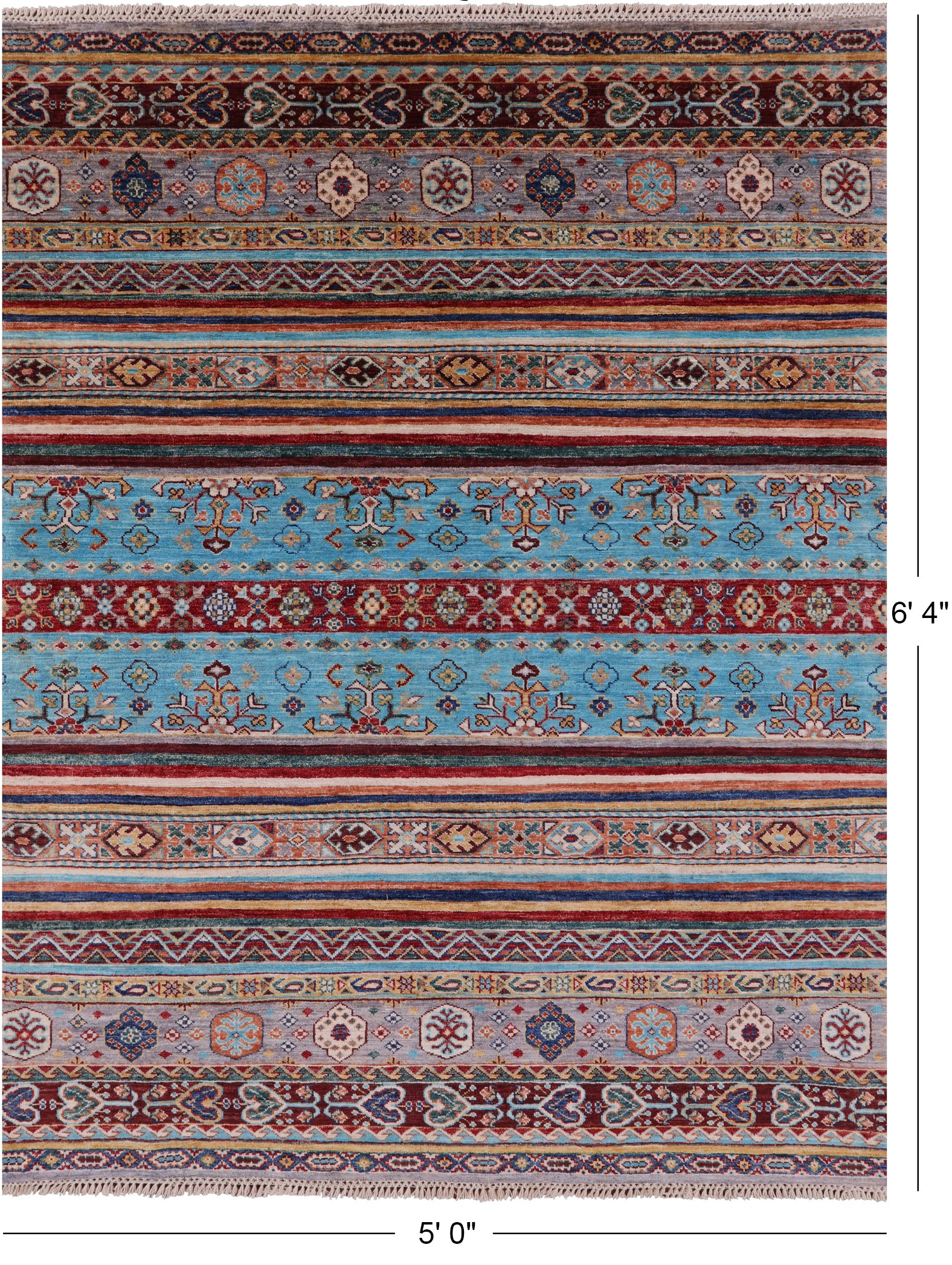 Khorjin Persian Gabbeh Hand Knotted Wool Rug - 5' 0" X 6' 4" - Golden Nile