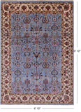 Blue Peshawar Hand Knotted Wool Rug - 6' 10" X 9' 10" - Golden Nile