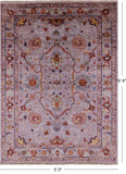 Grey Peshawar Hand Knotted Wool Rug - 5' 0" X 6' 8" - Golden Nile
