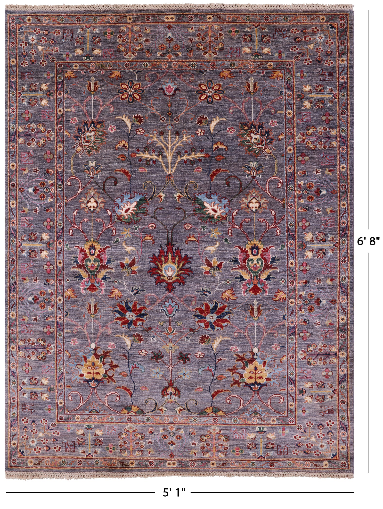 Peshawar Handmade Wool Rug - 5' 1" X 6' 8" - Golden Nile