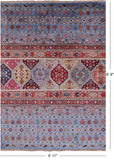 Blue Khorjin Persian Gabbeh Handmade Wool Rug - 4' 11" X 6' 9" - Golden Nile