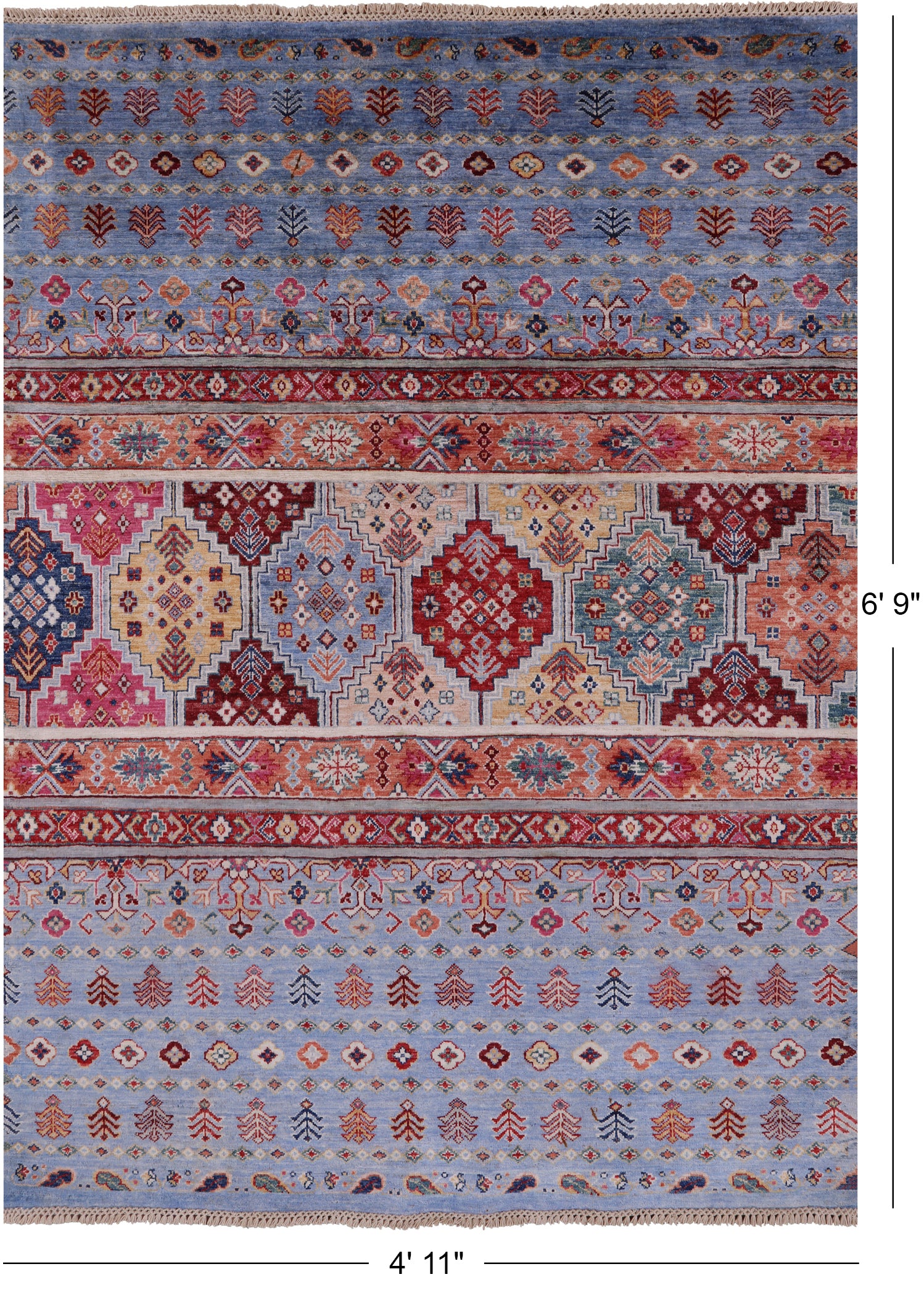 Blue Khorjin Persian Gabbeh Handmade Wool Rug - 4' 11" X 6' 9" - Golden Nile