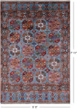 Blue Turkmen Ersari Hand Knotted Wool Rug - 5' 5" X 7' 11" - Golden Nile