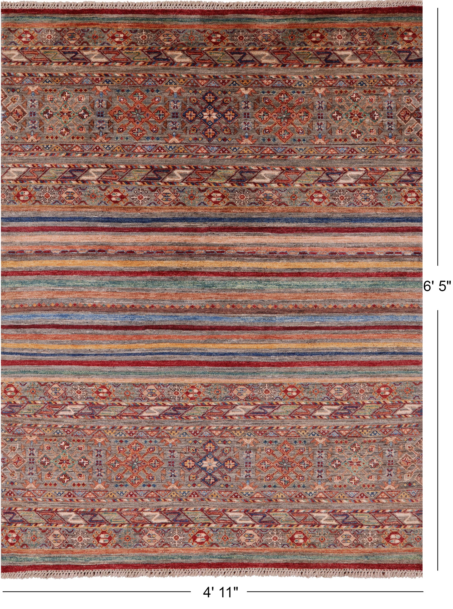 Khorjin Persian Gabbeh Hand Knotted Wool Rug - 4' 11" X 6' 5" - Golden Nile