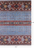 Blue Tribal Persian Gabbeh Hand Knotted Wool Rug - 8' 2" X 11' 6" - Golden Nile