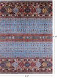 Blue Tribal Persian Gabbeh Hand Knotted Wool Rug - 8' 2" X 11' 6" - Golden Nile