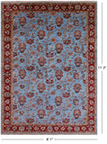 Blue Peshawar Hand Knotted Wool Rug - 8' 1" X 11' 2" - Golden Nile