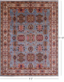 Blue Persian Fine Serapi Hand Knotted Wool Rug - 9' 2" X 11' 10" - Golden Nile