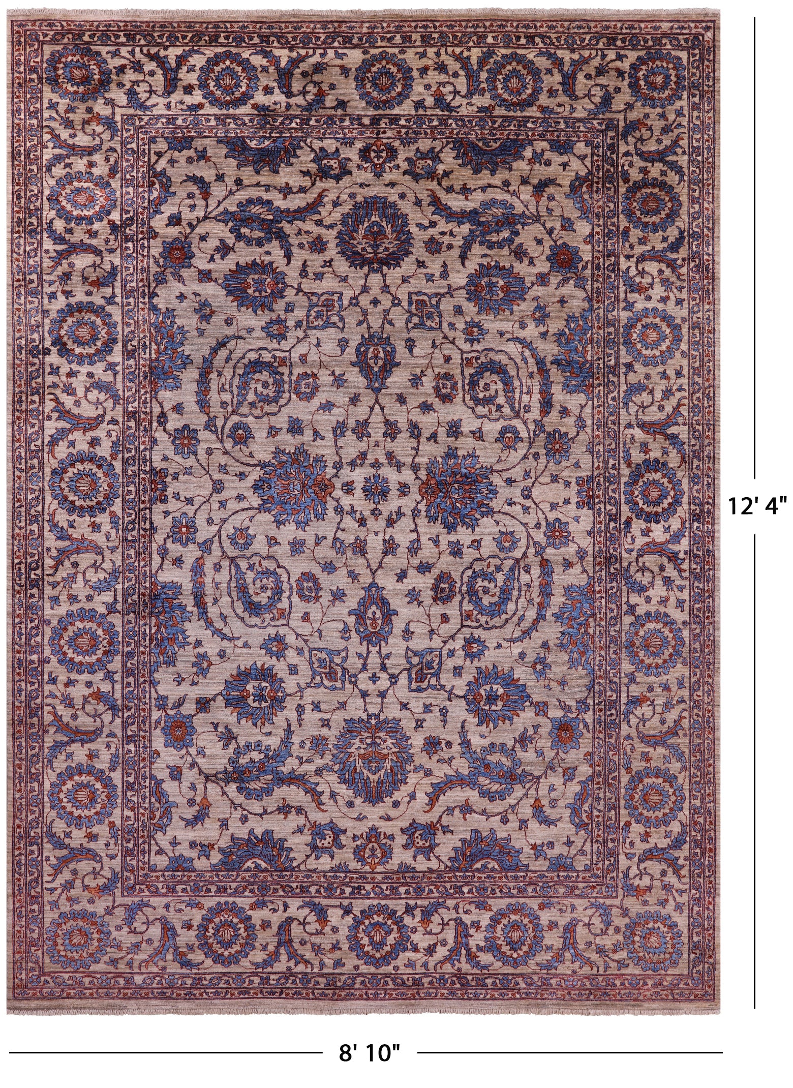 Peshawar Hand Knotted Wool Rug - 8' 10" X 12' 4" - Golden Nile