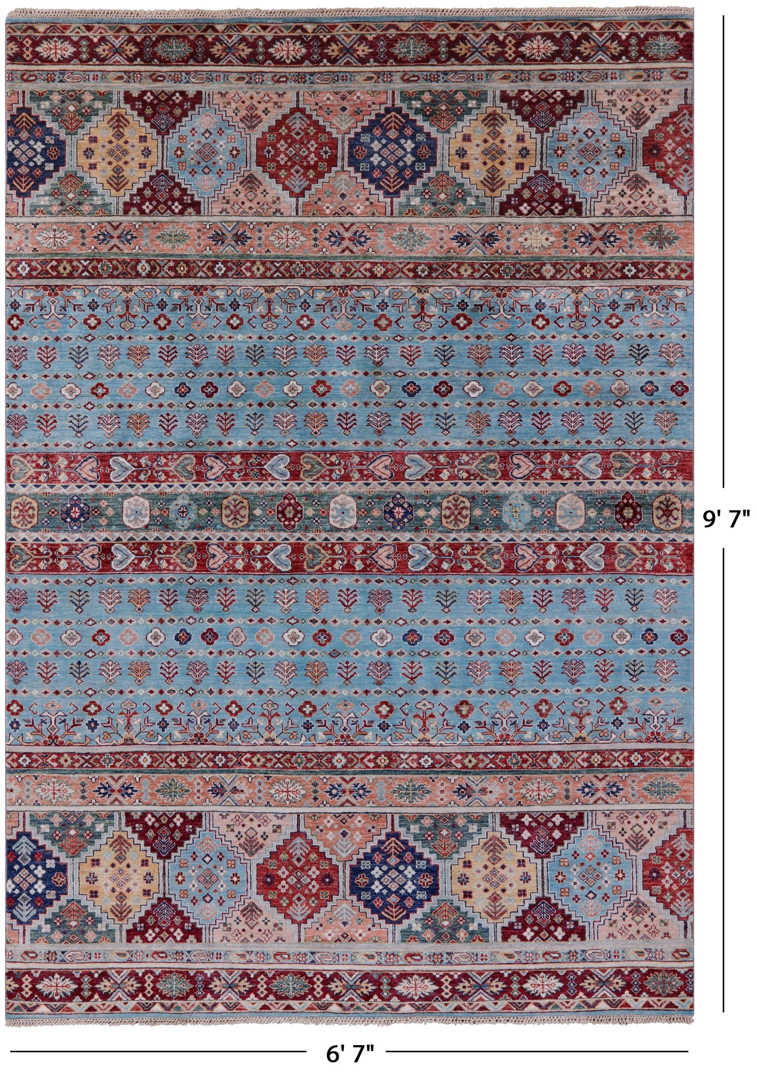 Blue Khorjin Persian Gabbeh Hand Knotted Wool Rug - 6' 7" X 9' 7" - Golden Nile