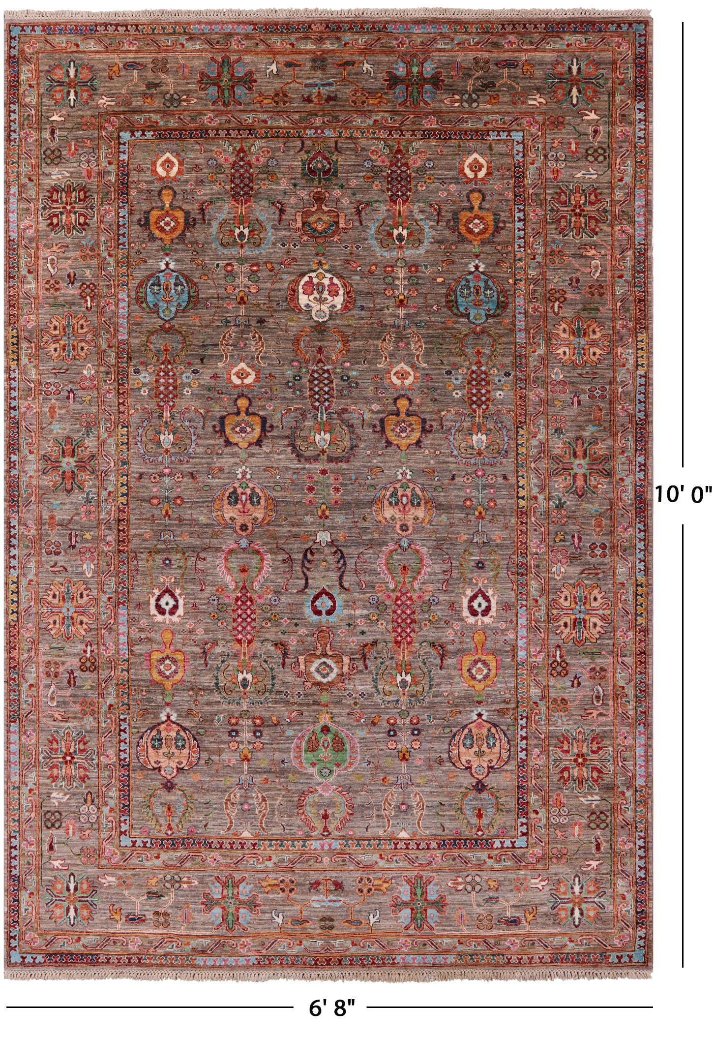 Peshawar Hand Knotted Wool Rug - 6' 8" X 10' 0" - Golden Nile