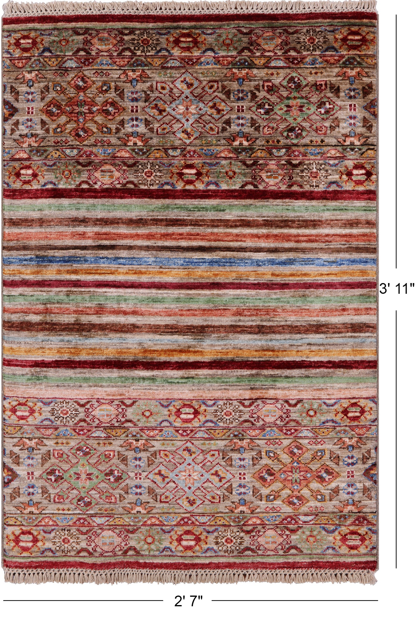 Khorjin Persian Gabbeh Handmade Wool Rug - 2' 7" X 3' 11" - Golden Nile