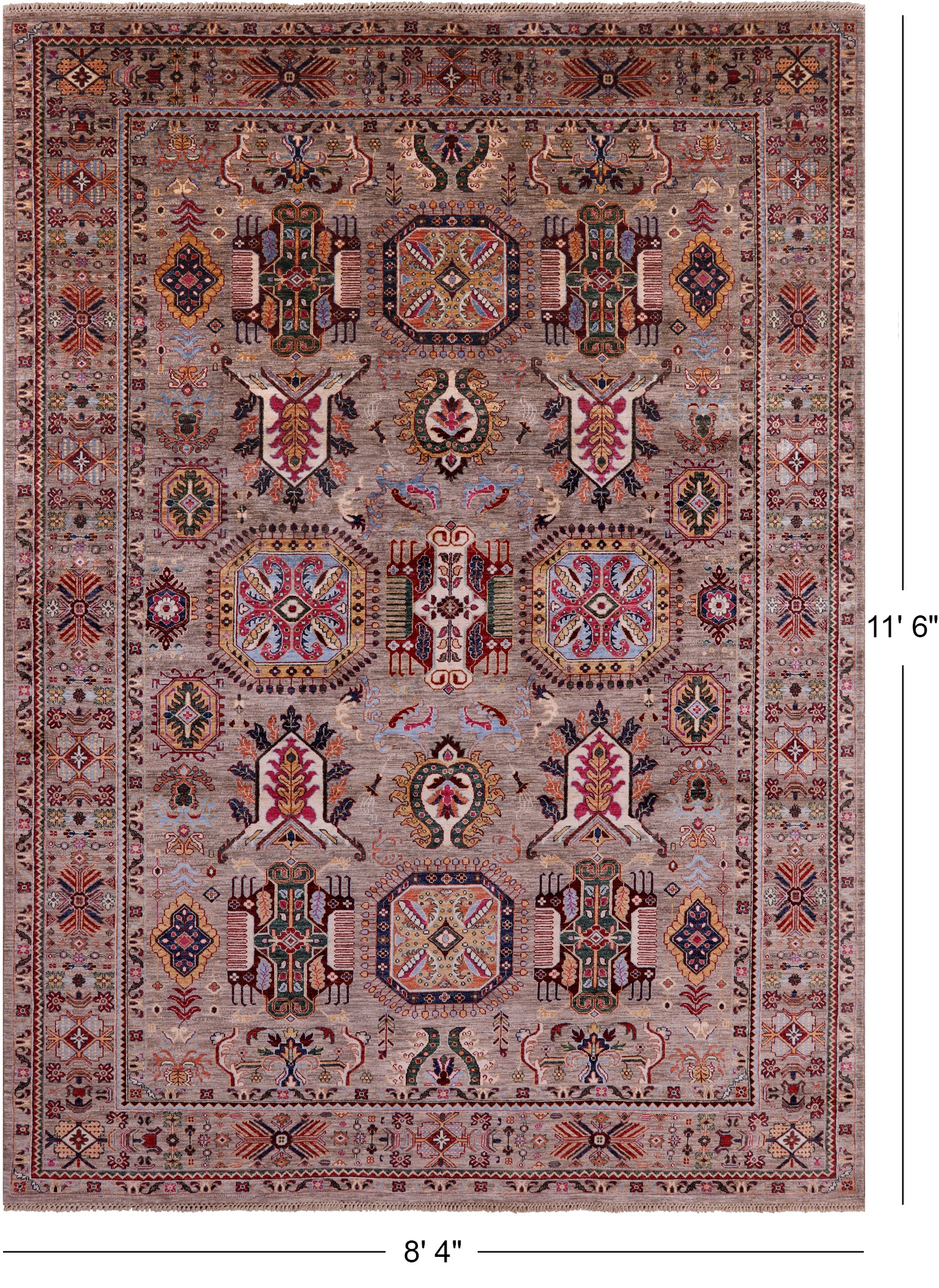 Peshawar Handmade Wool Rug - 8' 4" X 11' 6" - Golden Nile