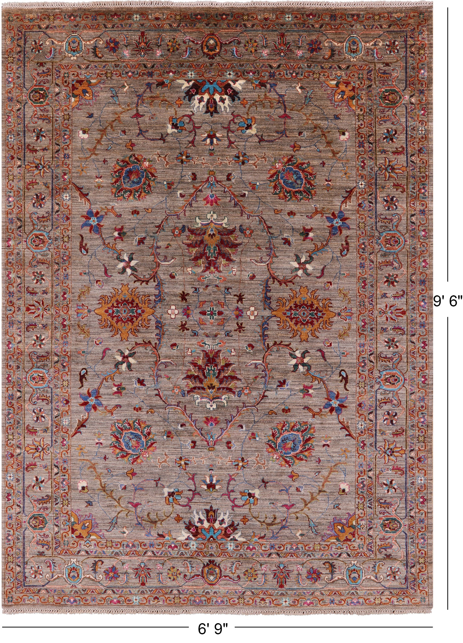 Peshawar Hand Knotted Wool Rug - 6' 9" X 9' 6" - Golden Nile