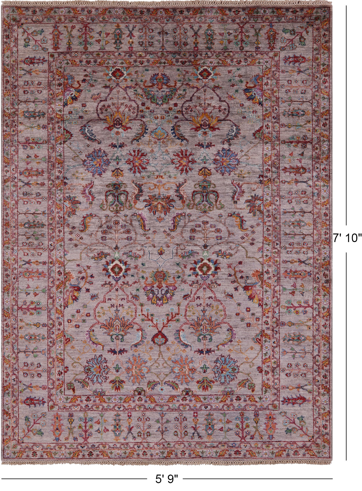 Peshawar Hand Knotted Wool Rug - 5' 9" X 7' 10" - Golden Nile