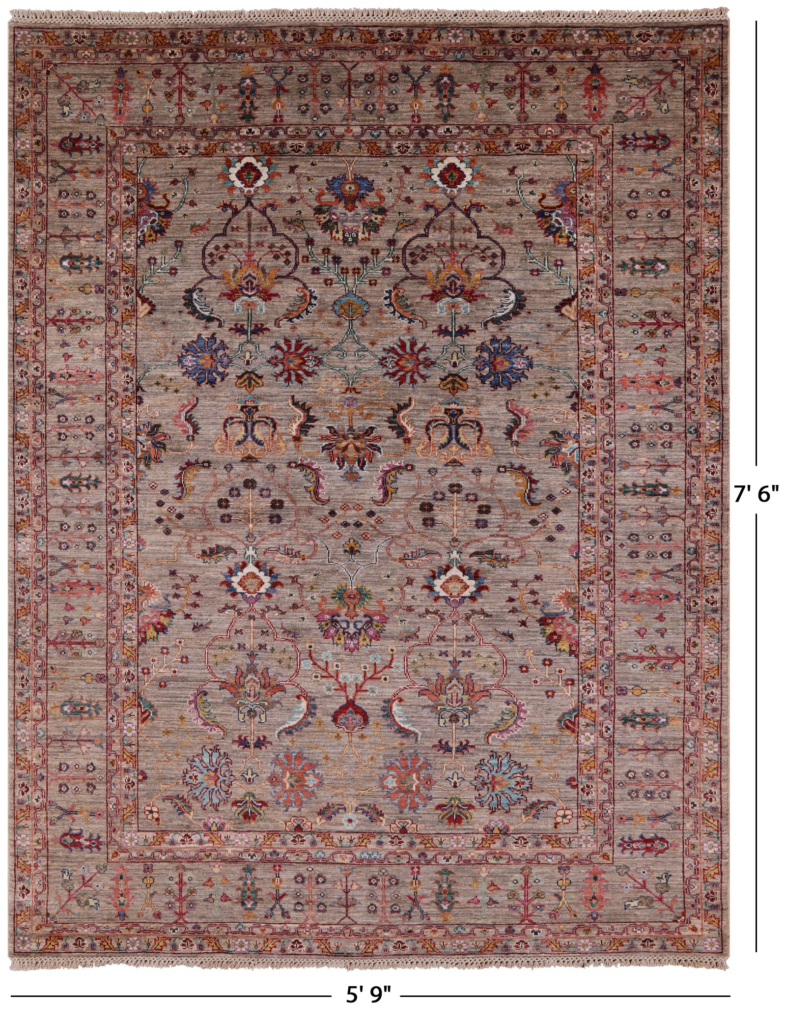 Peshawar Handmade Wool Rug - 5' 9" X 7' 6" - Golden Nile