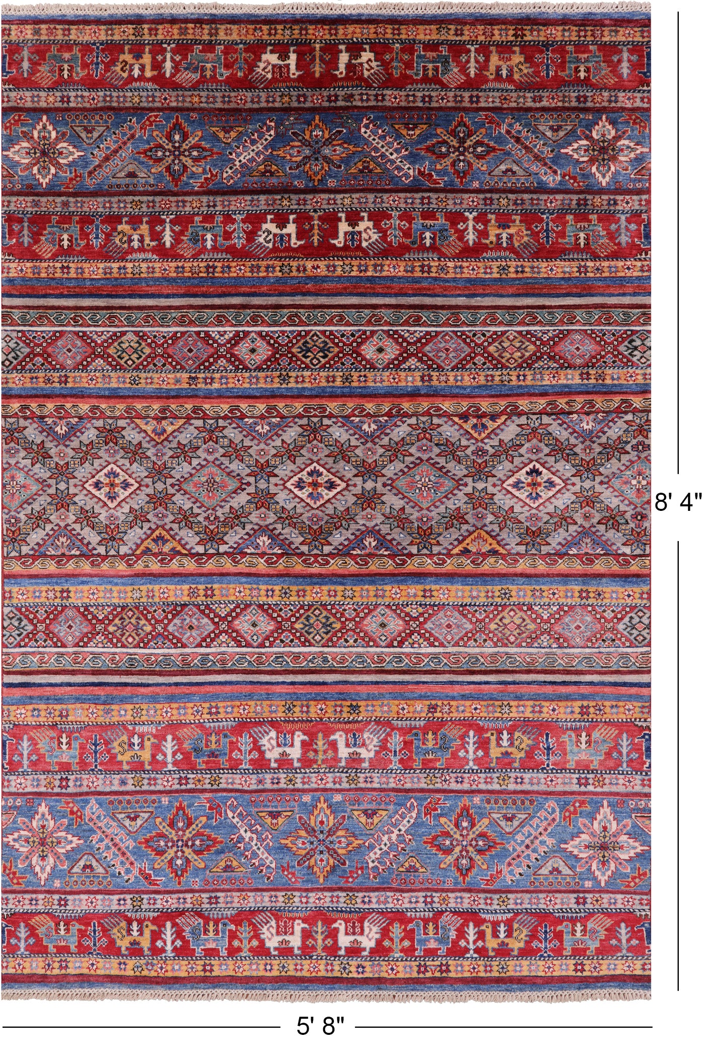 Tribal Persian Gabbeh Hand Knotted Wool Rug - 5' 8" X 8' 4" - Golden Nile