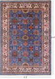 Blue Peshawar Hand Knotted Wool Rug - 6' 9" X 9' 6" - Golden Nile