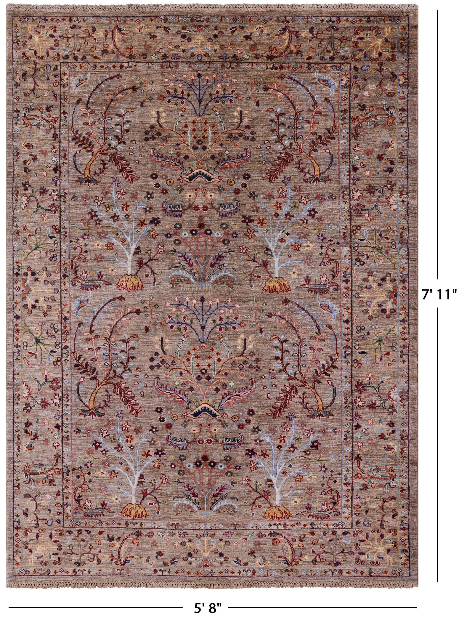 Peshawar Hand Knotted Wool Rug - 5' 8" X 7' 11" - Golden Nile