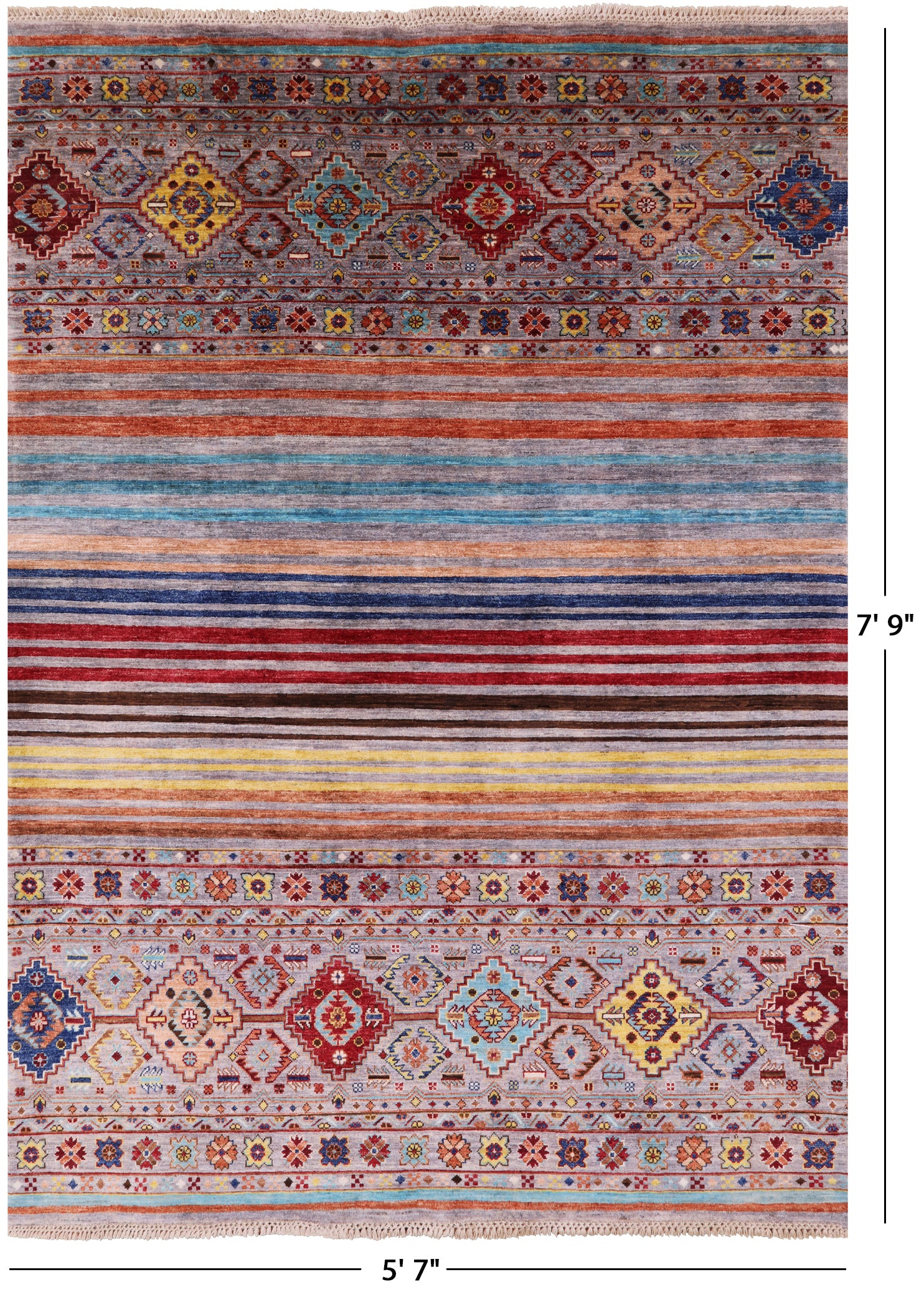 Khorjin Persian Gabbeh Handmade Wool Rug - 5' 7" X 7' 9" - Golden Nile