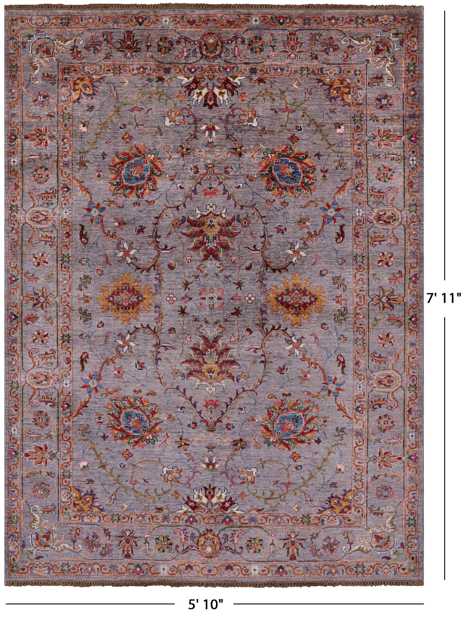Peshawar Hand Knotted Wool Rug - 5' 10" X 7' 11" - Golden Nile