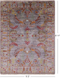 Grey Persian Sarouk Hand Knotted Wool Rug - 5' 2" X 6' 11" - Golden Nile