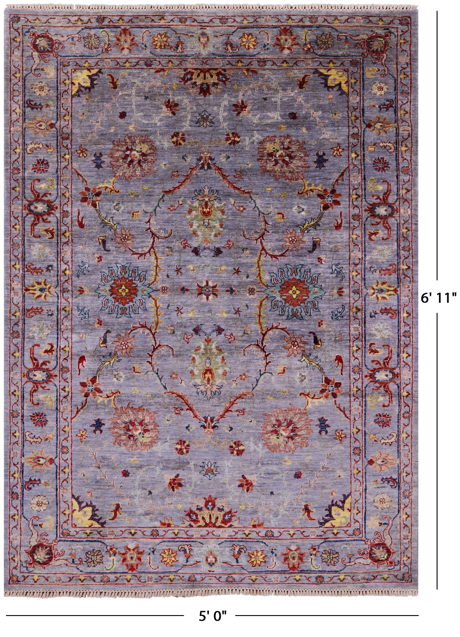 Peshawar Handmade Wool Rug - 5' 0" X 6' 11" - Golden Nile