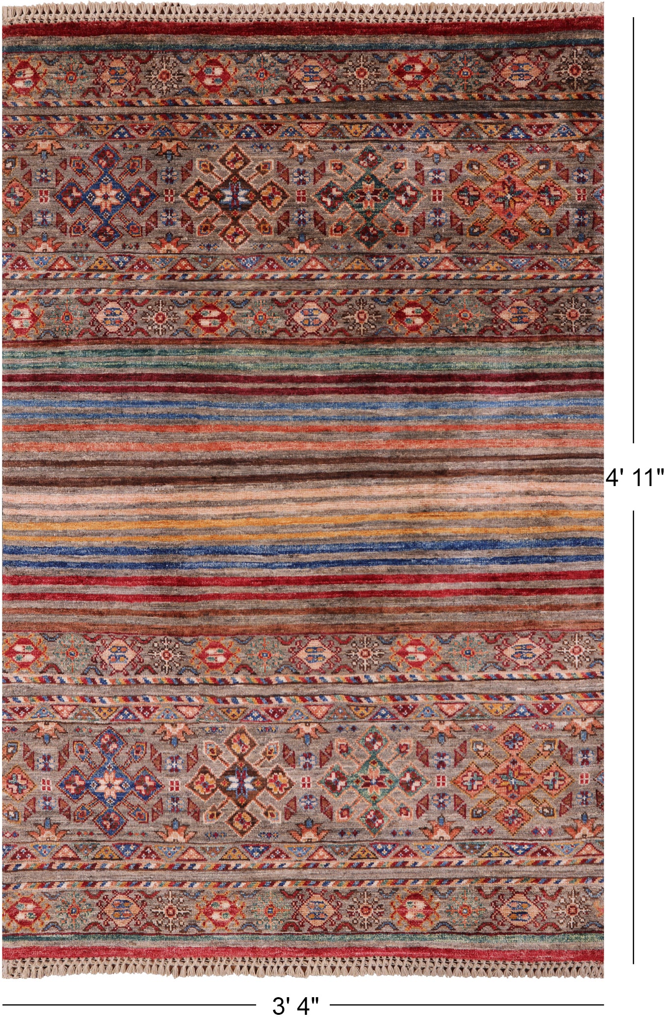 Khorjin Persian Gabbeh Handmade Wool Rug - 3' 4" X 4' 11" - Golden Nile