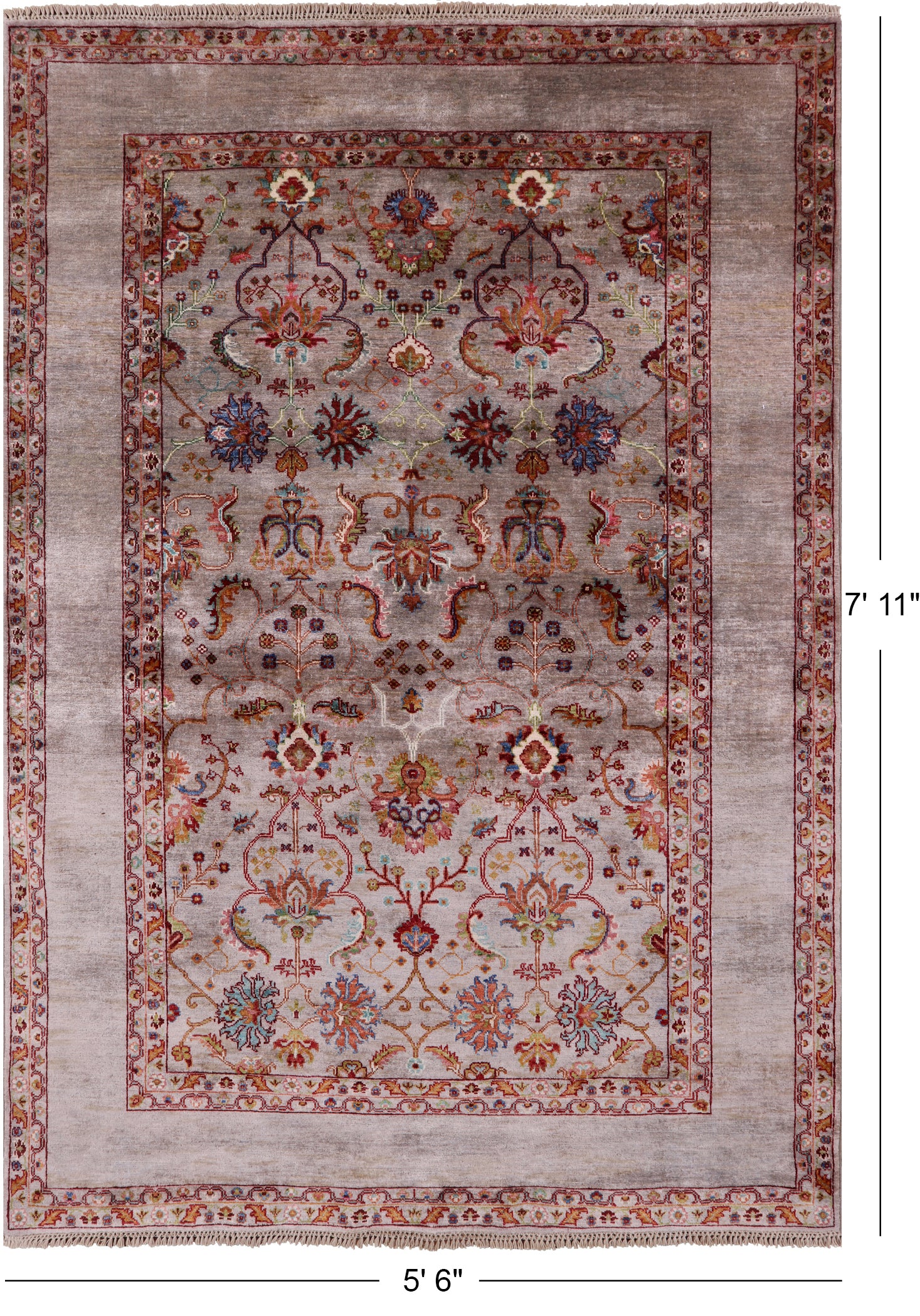 Peshawar Hand Knotted Wool Rug - 5' 6" X 7' 11" - Golden Nile