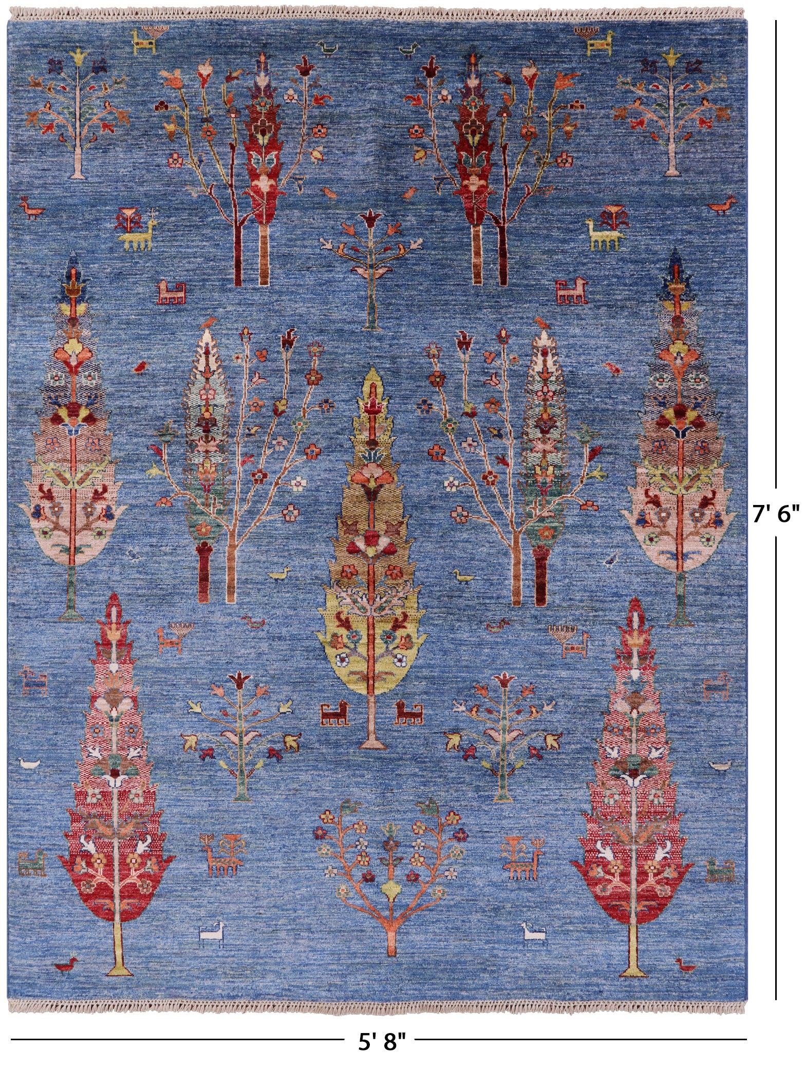 Blue Persian Tribal Gabbeh Handmade Wool Rug - 5' 8" X 7' 6" - Golden Nile