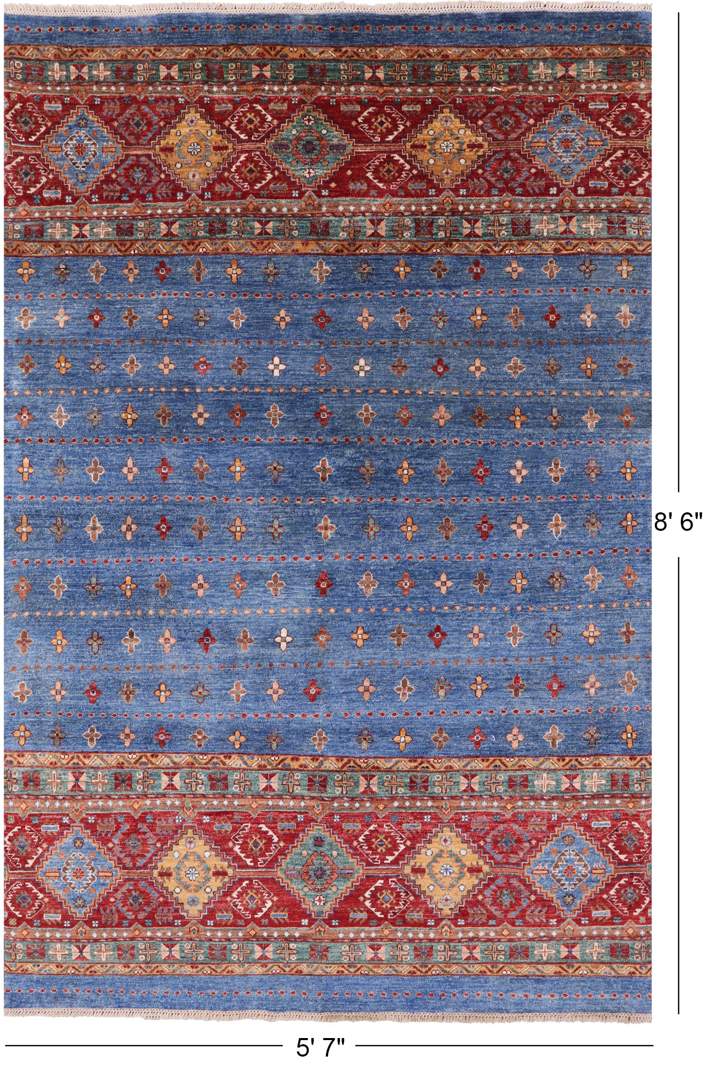Khorjin Persian Gabbeh Hand Knotted Wool Rug - 5' 7" X 8' 6" - Golden Nile