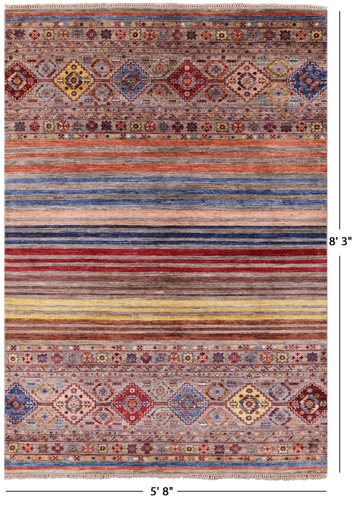 Khorjin Persian Gabbeh Handmade Wool Rug - 5' 8" X 8' 3" - Golden Nile