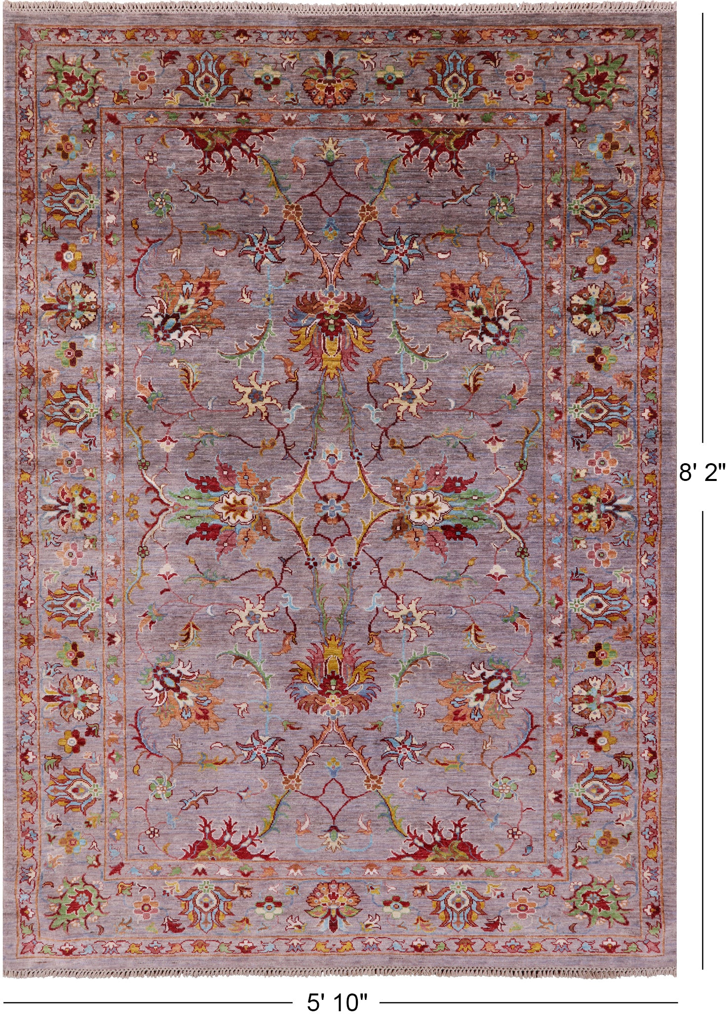 Peshawar Hand Knotted Wool Rug - 5' 10" X 8' 2" - Golden Nile