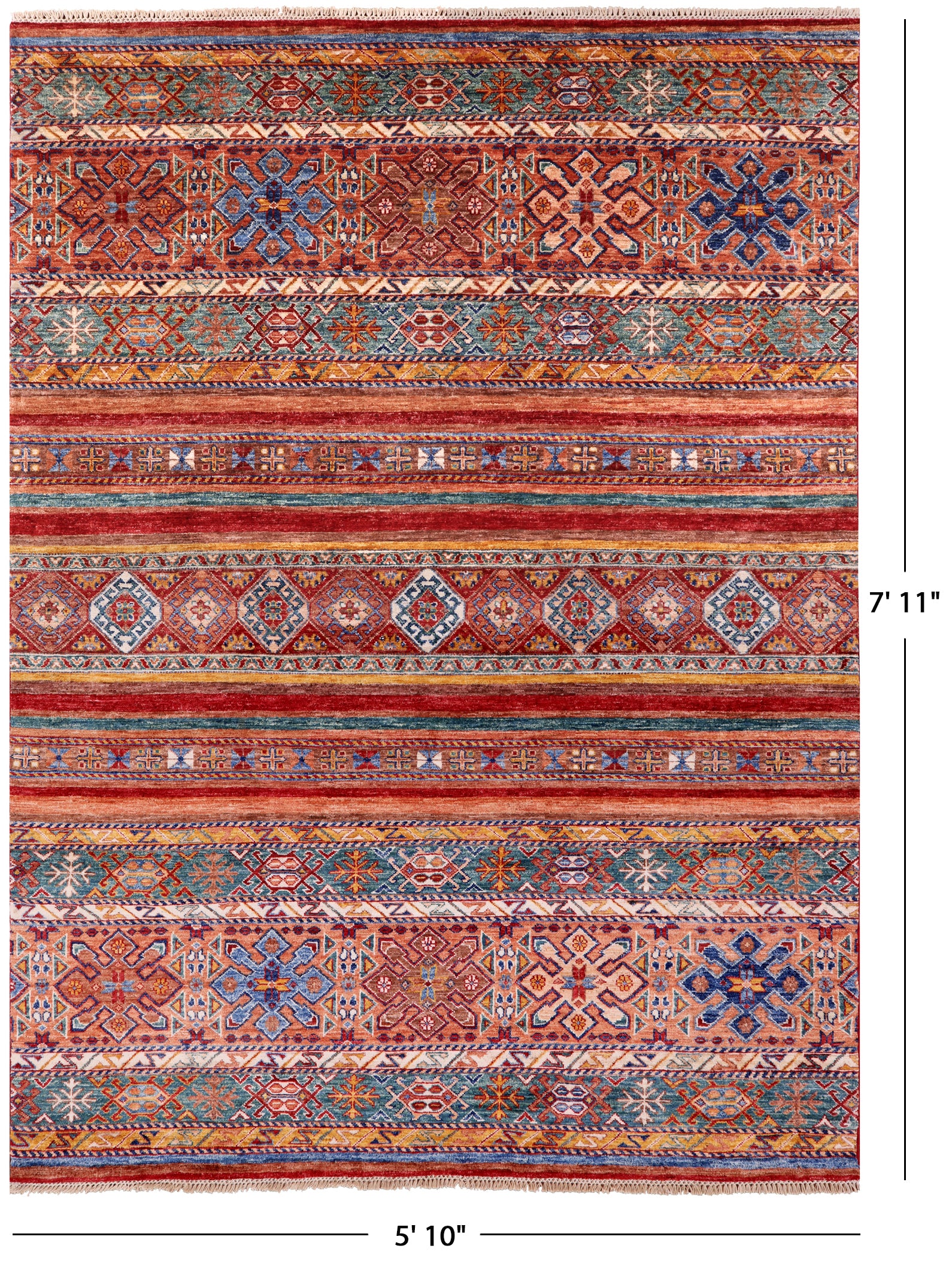 Khorjin Persian Gabbeh Handmade Wool Rug - 5' 10" X 7' 11" - Golden Nile