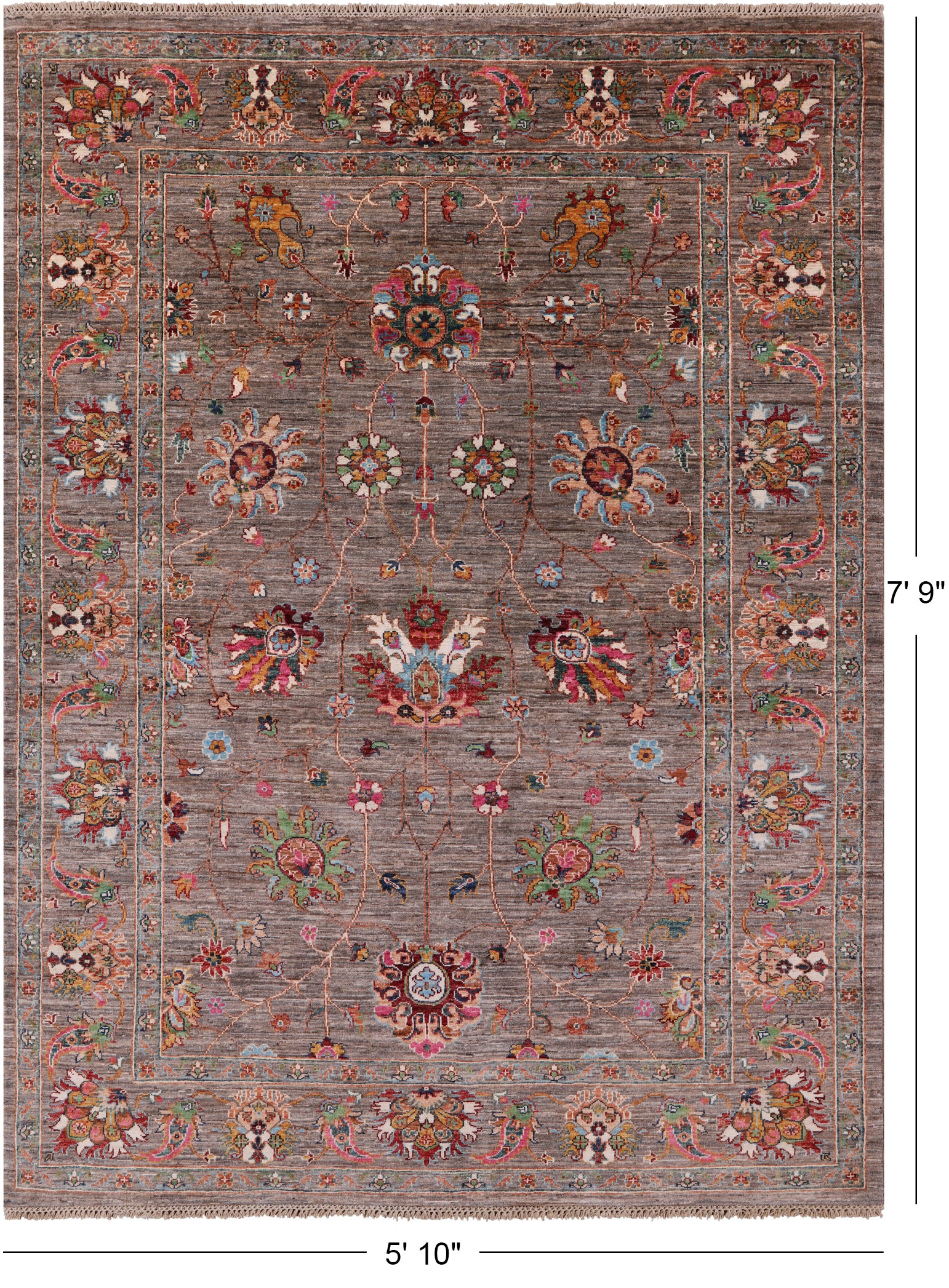 Peshawar Hand Knotted Wool Rug - 5' 10" X 7' 9" - Golden Nile