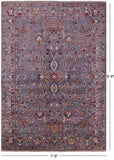 Grey Peshawar Hand Knotted Wool Rug - 7' 0" X 9' 9" - Golden Nile