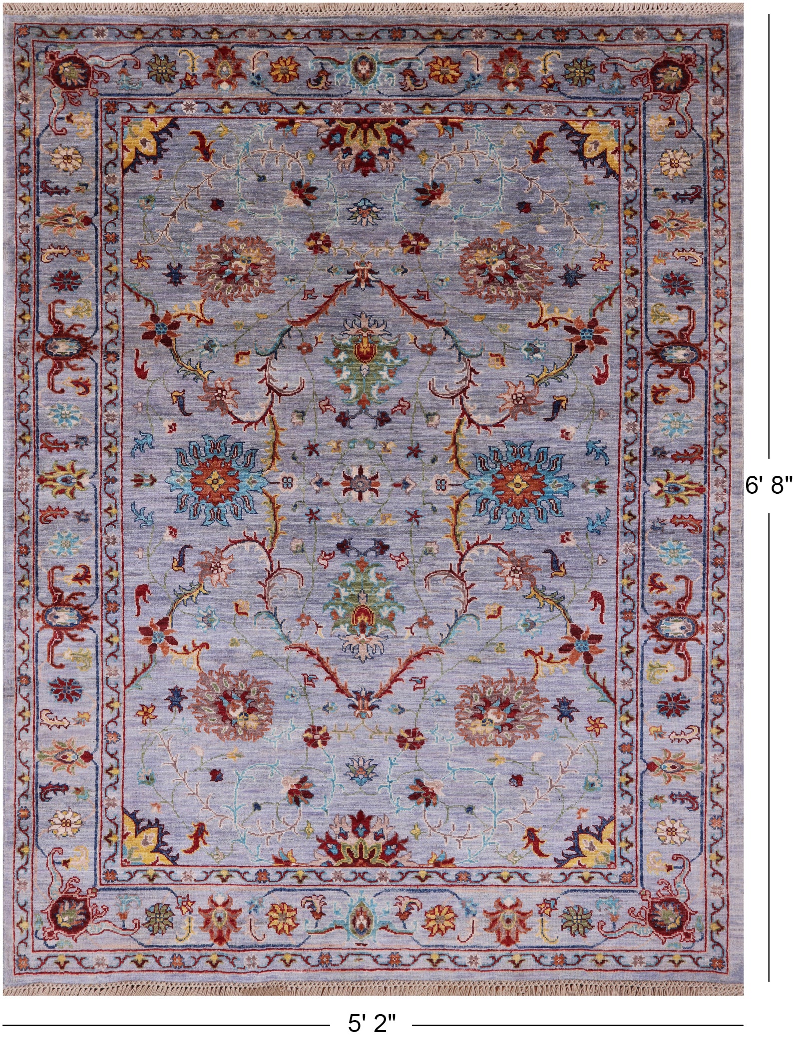 Peshawar Handmade Wool Rug - 5' 2" X 6' 8" - Golden Nile