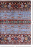 Blue Tribal Persian Gabbeh Hand Knotted Wool Rug - 8' 2" X 11' 5" - Golden Nile