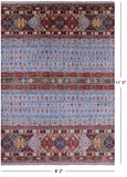 Blue Tribal Persian Gabbeh Hand Knotted Wool Rug - 8' 2" X 11' 5" - Golden Nile