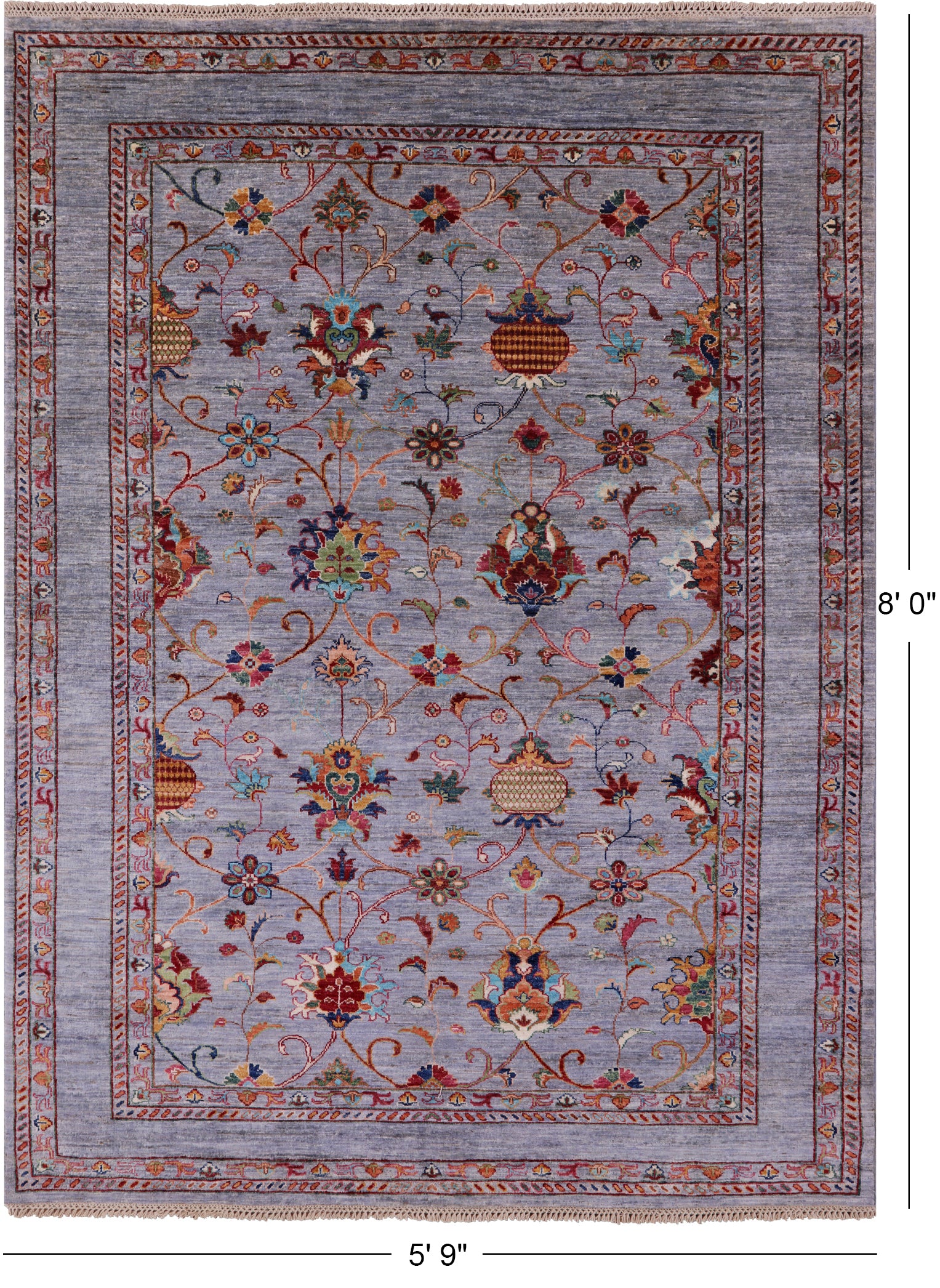 Peshawar Handmade Wool Rug - 5' 9" X 8' 0" - Golden Nile