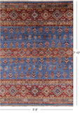 Blue Khorjin Persian Gabbeh Handmade Wool Rug - 5' 8" X 7' 10" - Golden Nile