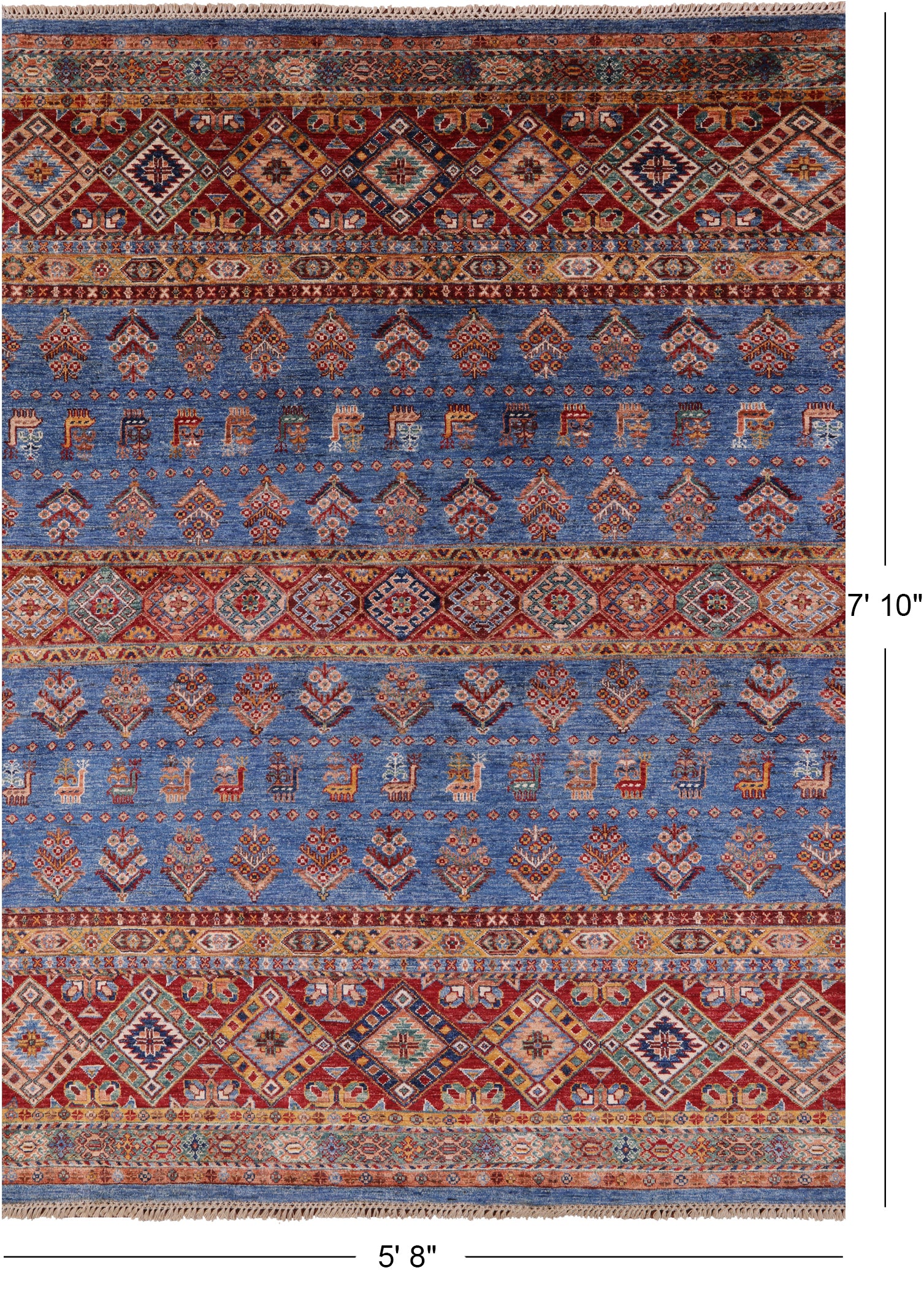 Blue Khorjin Persian Gabbeh Handmade Wool Rug - 5' 8" X 7' 10" - Golden Nile