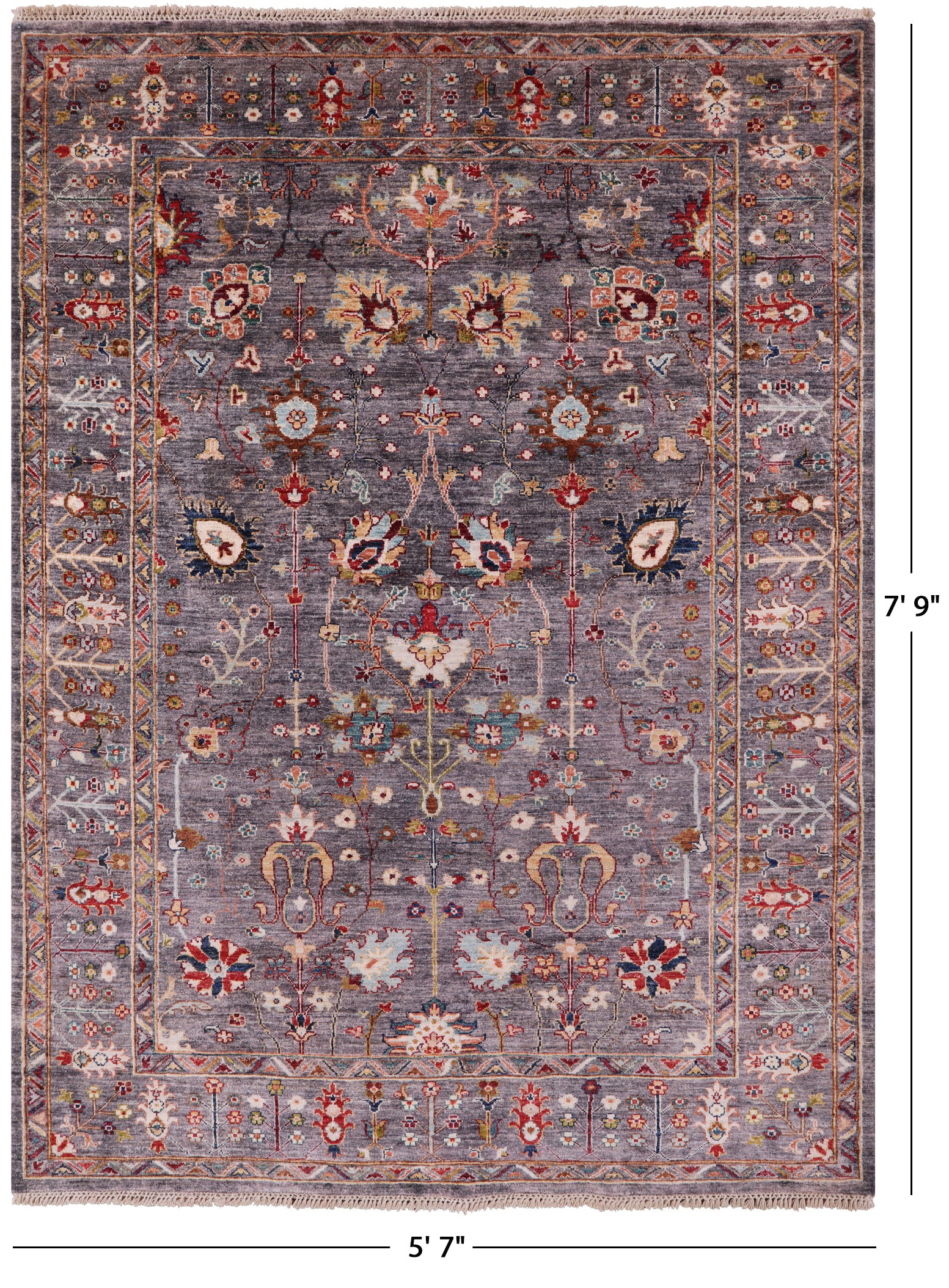 Peshawar Hand Knotted Wool Rug - 5' 7" X 7' 9" - Golden Nile