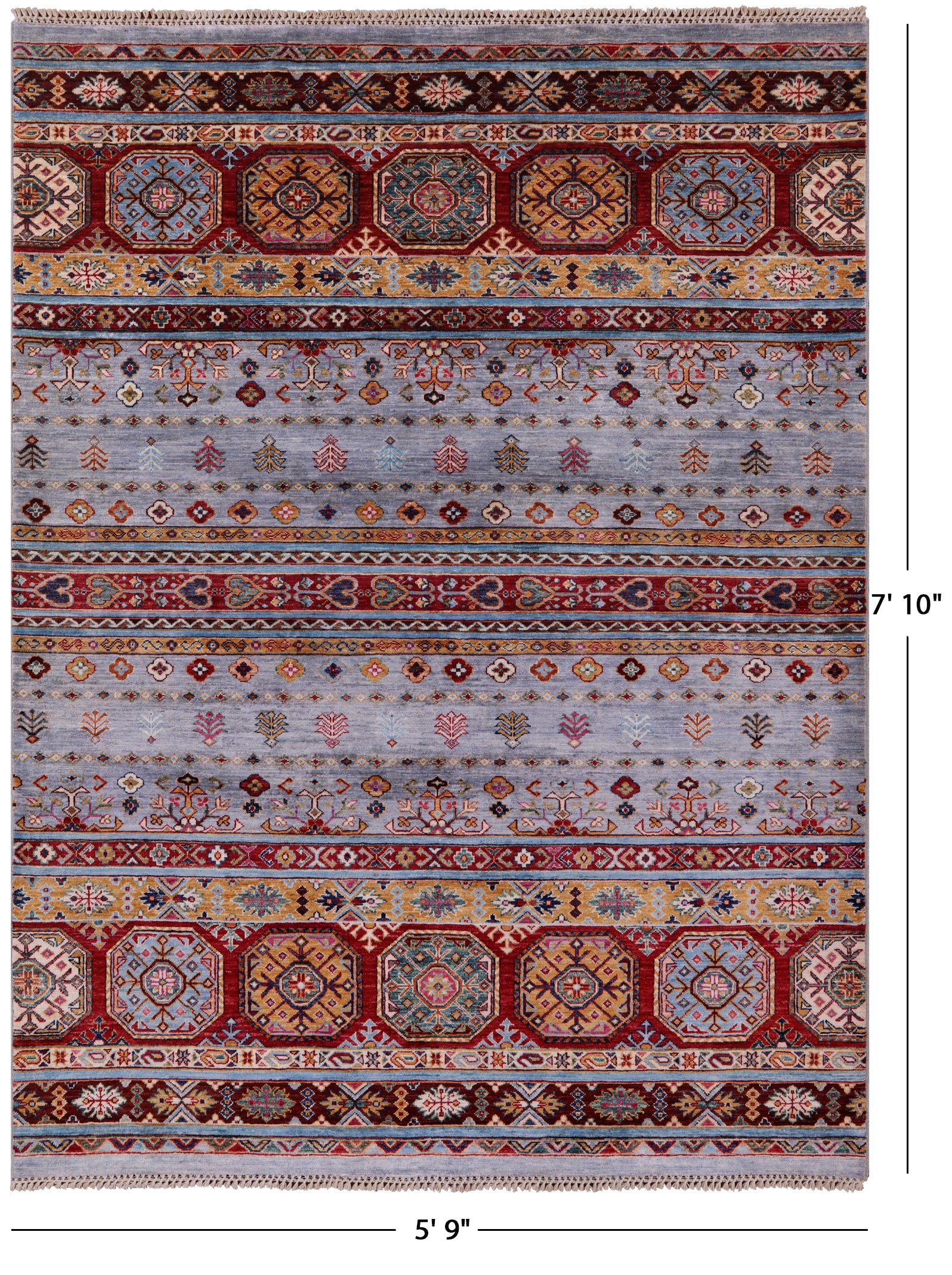 Khorjin Persian Gabbeh Hand Knotted Wool Rug - 5' 9" X 7' 10" - Golden Nile