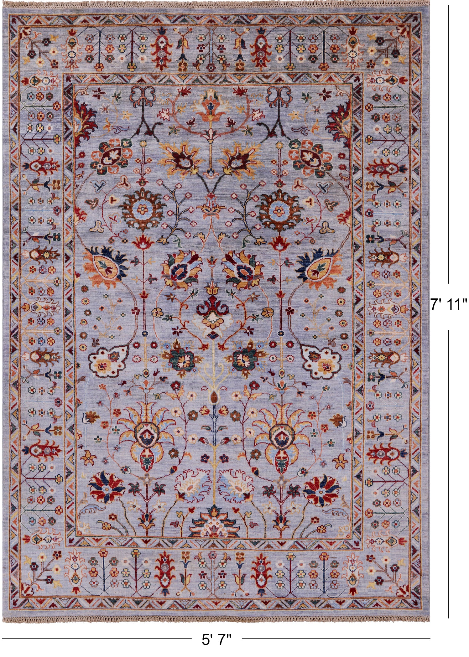 Peshawar Hand Knotted Wool Rug - 5' 7" X 7' 11" - Golden Nile