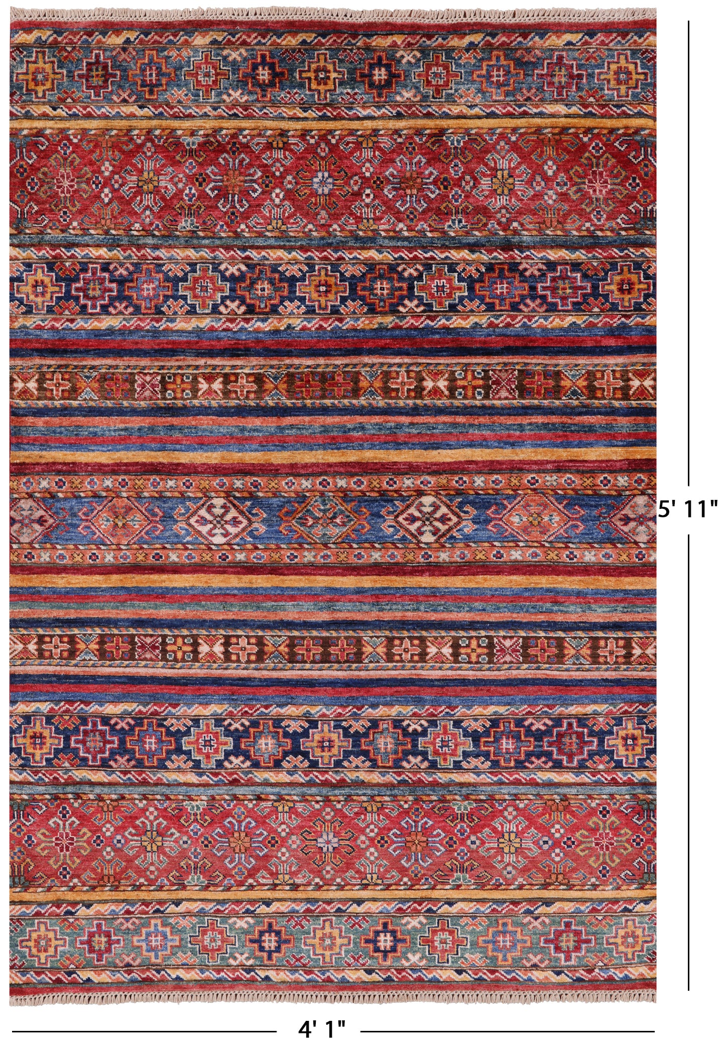 Khorjin Persian Gabbeh Hand Knotted Wool Rug - 4' 1" X 5' 11" - Golden Nile