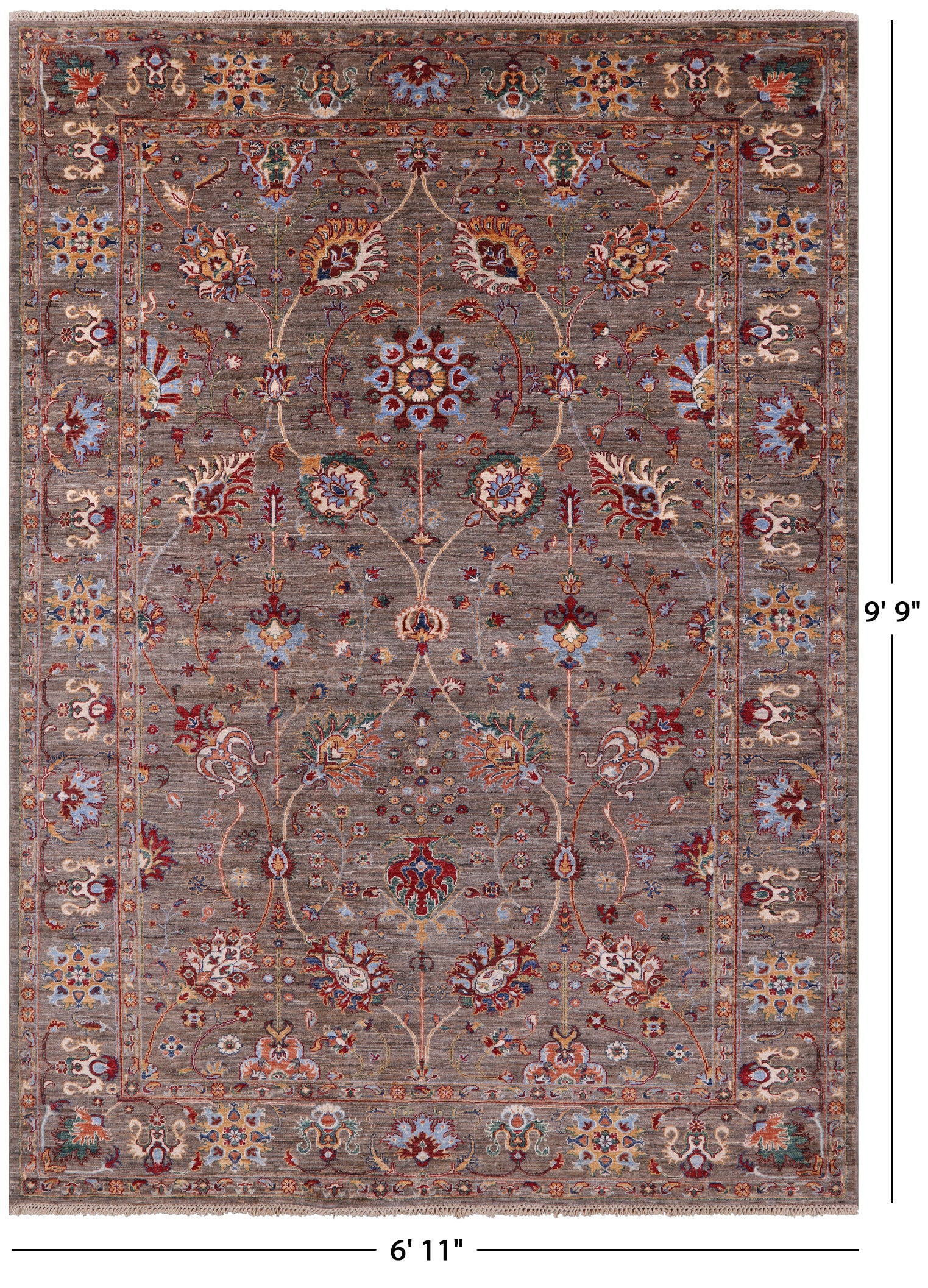Peshawar Handmade Wool Rug - 6' 11" X 9' 9" - Golden Nile