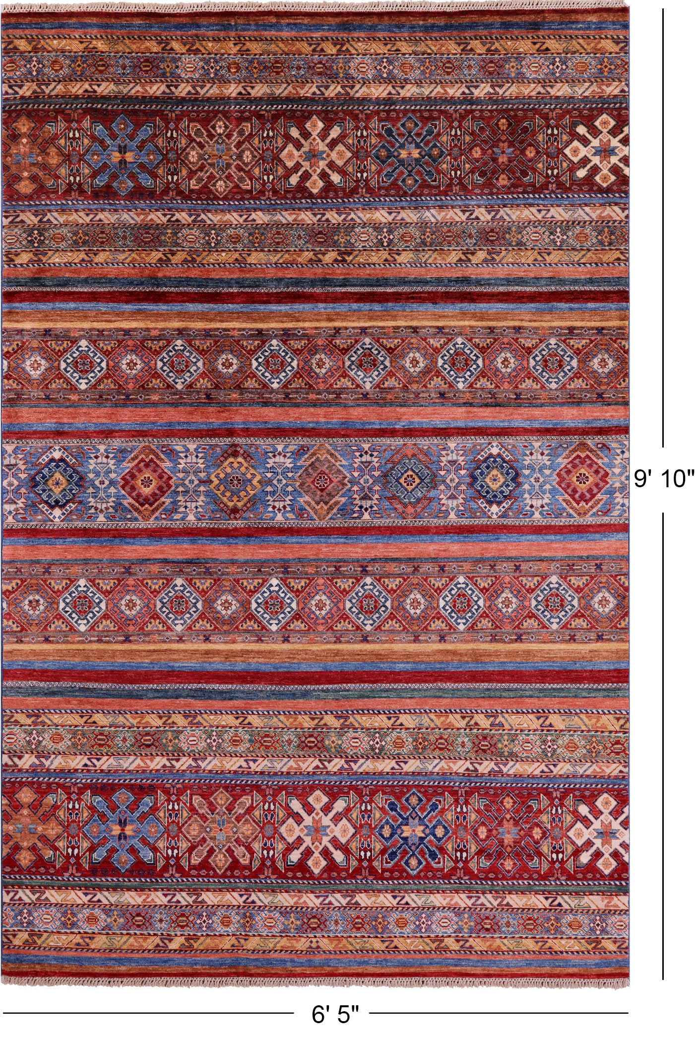 Khorjin Persian Gabbeh Hand Knotted Wool Rug - 6' 5" X 9' 10" - Golden Nile