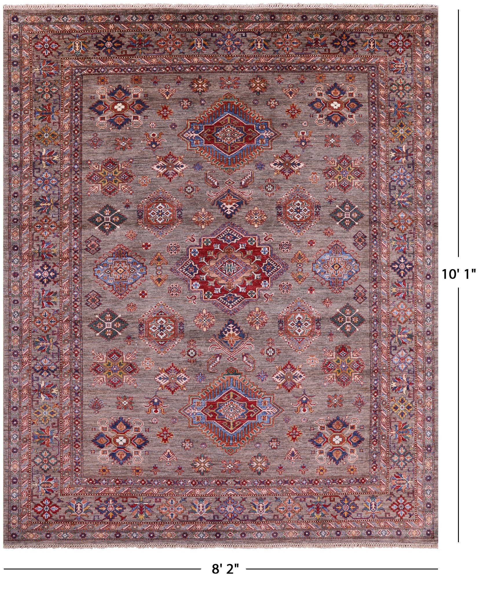 Super Kazak Hand Knotted Wool Rug - 8' 2" X 10' 1" - Golden Nile