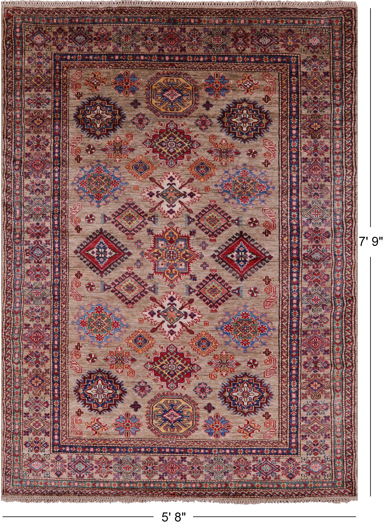 Super Kazak Handmade Wool Rug - 5' 8" X 7' 9" - Golden Nile